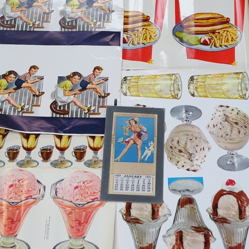 1035 - 1950s American School, collection of original diner proof posters