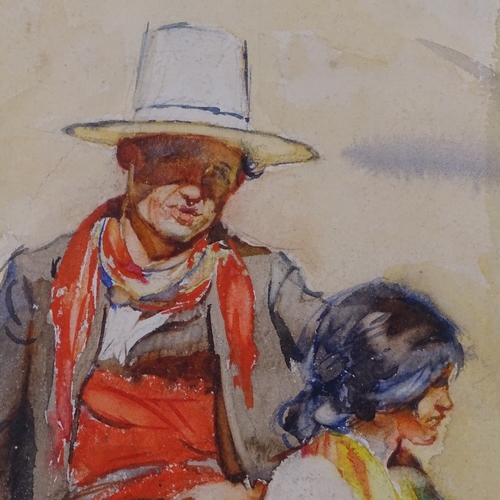 1049 - Esther Borough Johnson, watercolour, Spanish figures, 14