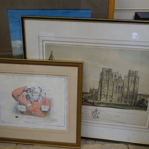 1103 - A 19th century print of Hastings, and various other paintings and prints