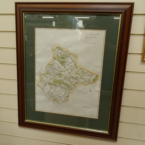 229 - Antique map print of Kent by J & C Walker, image size 32cm x 40cm and another