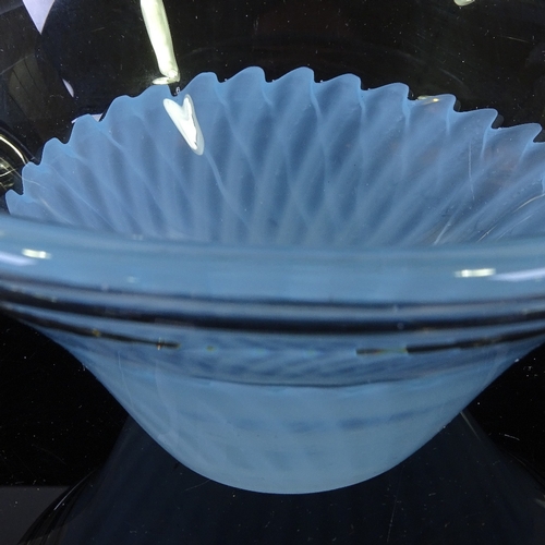 106 - Vicke Lindstrand for Kosta Sweden, blue free-form glass bowl, 1955, fully signed LH1147