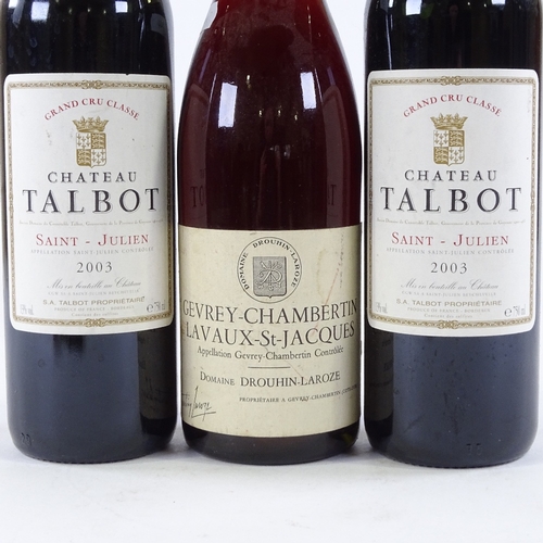 121 - 2 bottles of Chateau Talbot 2003, and 1 bottle Gevrey-Chambertin (3)