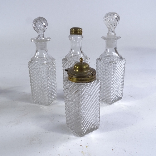 153 - An unusual Victorian ivory and silver plate cruet stand, containing 4 pressed glass cruet bottles