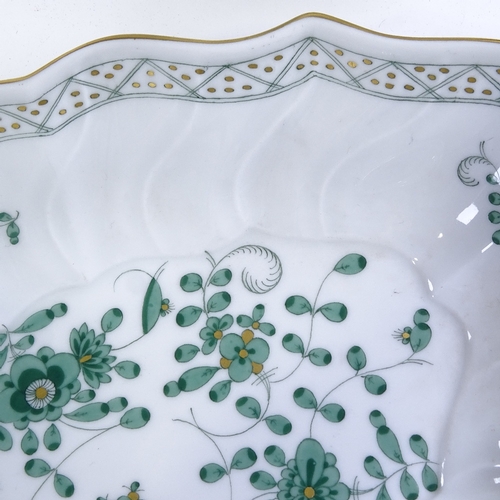 181 - Meissen porcelain coffee service, green and gilt decoration, comprising 11 cups and saucers, coffee ... 