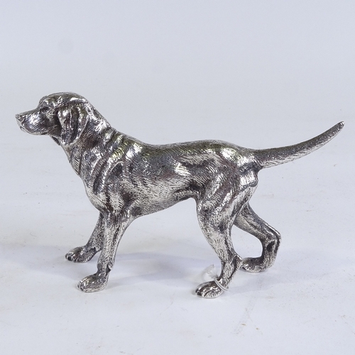 196 - A nickel-plate bronze dog, circa 1930s, length 16cm