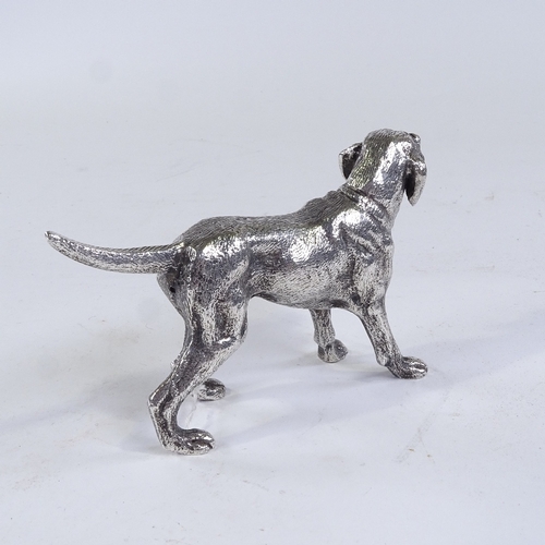 196 - A nickel-plate bronze dog, circa 1930s, length 16cm