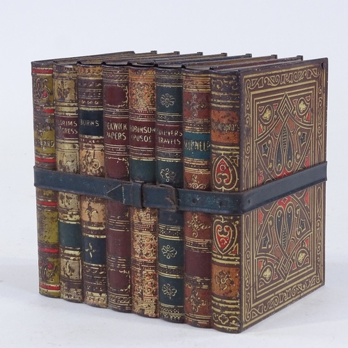 197 - A Vintage Huntley & Palmer tinplate biscuit tin, in the form of a set of books, width 16cm