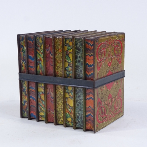 197 - A Vintage Huntley & Palmer tinplate biscuit tin, in the form of a set of books, width 16cm