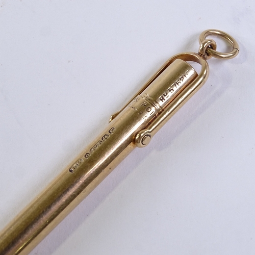 227 - A 9ct gold Baker's Pointer propelling pencil with pendant mount, length 11cm