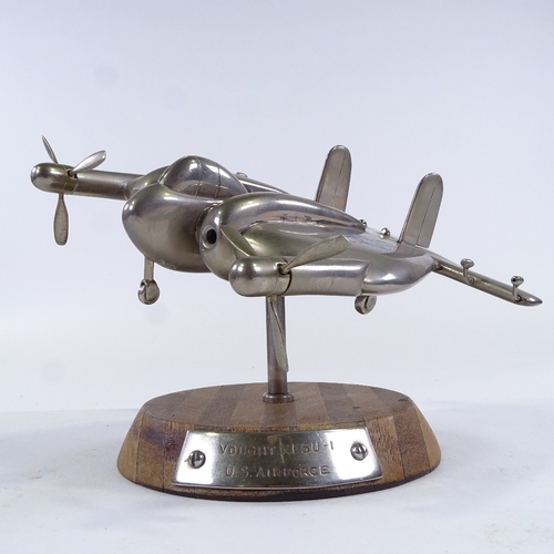 24 - A unique handmade nickel-plate brass model of a Vought XF5U-1 US Airforce Experimental aircraft, han... 