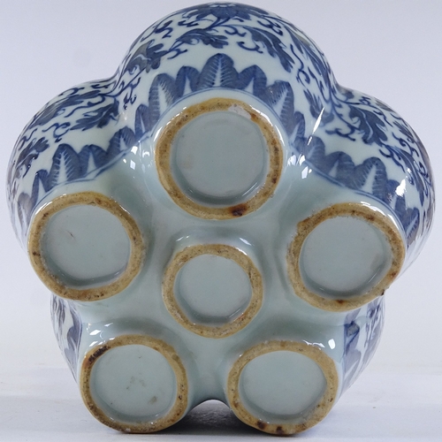 243 - A Chinese blue and white porcelain tulip vase, hand painted decoration, height 26cm