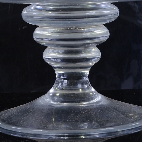 276 - An etched glass food display dome on pedestal stand, stand diameter 30cm