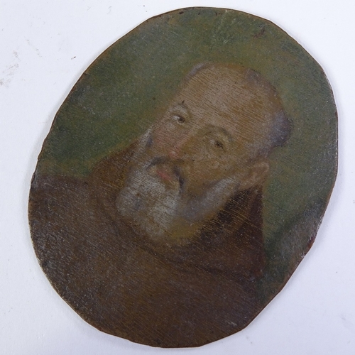 288 - A miniature oil on copper, portrait of a monk, 17th or 18th century, unsigned, height 8cm