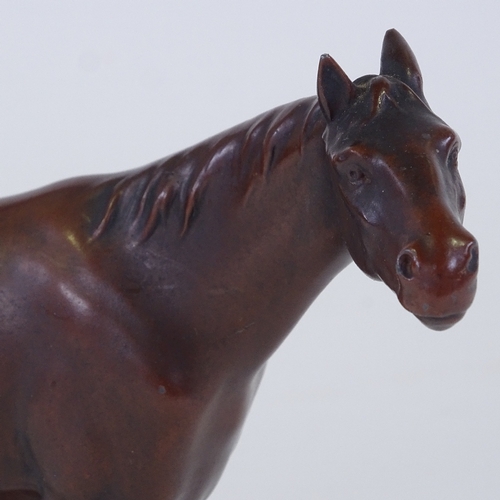 307 - A bronze patinated spelter horse design table lamp, height excluding fitting 34cm