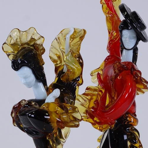 308 - A pair of Murano handmade glass flamenco dancer sculptures, height 43cm