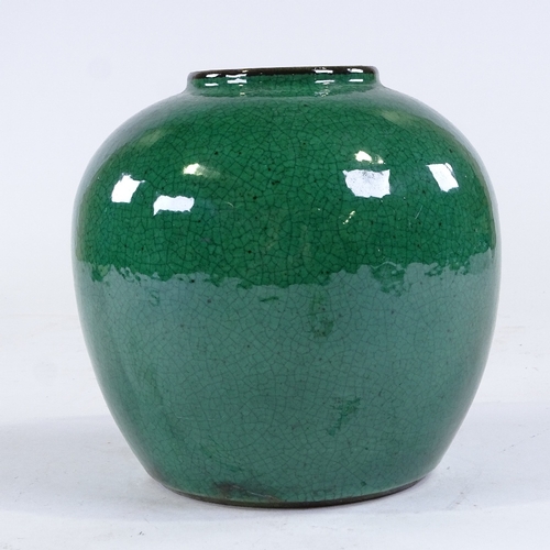 315 - A Chinese green crackle glaze jar, height 16cm