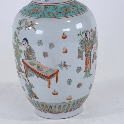 330 - A Chinese porcelain vase with design of children playing in a garden, 6 character mark, height 39cm