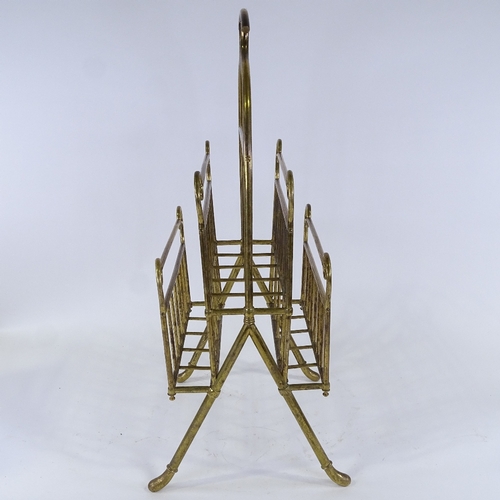 339 - A Victorian brass floor standing magazine rack, height 79cm