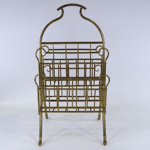 339 - A Victorian brass floor standing magazine rack, height 79cm