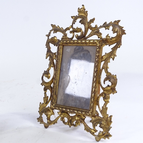 353 - A Victorian gilded cast-iron acanthus leaf design frame, height 29cm, and an Art Nouveau brass frame... 