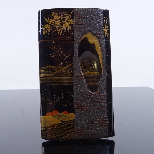 365 - A Japanese Shibayama gilded and lacquered card case, length 9.5cm