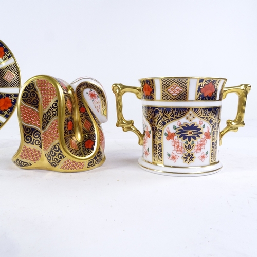 375 - A group of Royal Crown Derby china, including a cobra design paperweight, a 2-handled loving cup, an... 