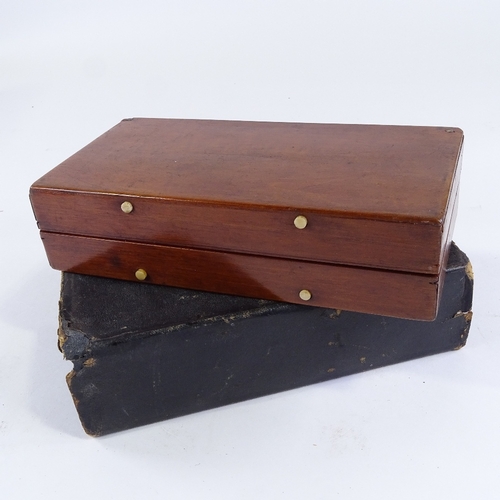 64 - A Jaques of London mahogany travelling chess set, mahogany-cased with rosewood and boxwood board, an... 