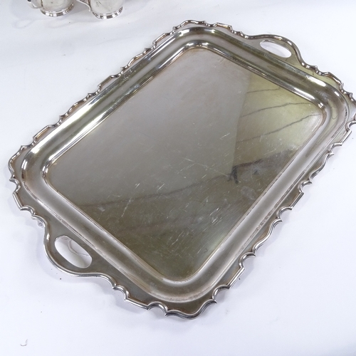 74 - A Walker & Hall electroplate tea tray, and a James Dixon & Sons 4-piece plated tea set