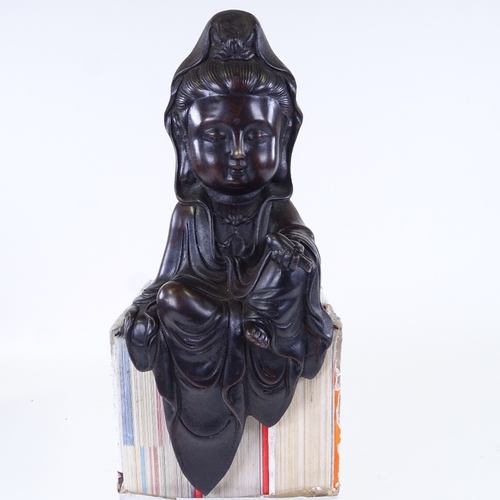 78 - A Chinese patinated bronze seated figure, height 29cm