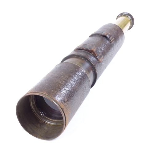 79 - A brass and leather-covered 4-section telescope, by Dollond of London