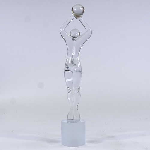 81 - Renato Antera Murano clear glass figural sculpture, etched signature under base, height 34cm