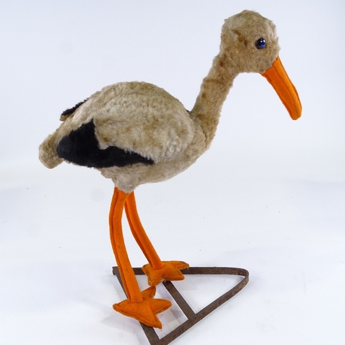 90 - A rare Chiltern Toys stork/crane on original metal stand, 2 original labels, height 40cm