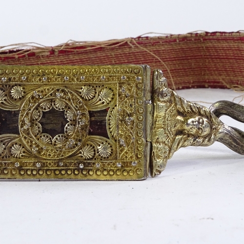 428 - A fine 17th century silver-gilt mounted belt, possibly Russian