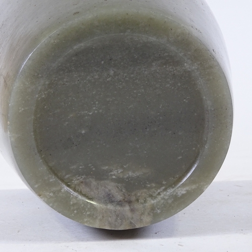 436 - A Chinese polished hardstone jar and cover, with carved cabbage leaf design lid, height 35cm