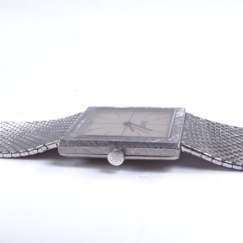 470 - PIAGET - a Vintage lady's 18ct white gold mechanical cocktail wristwatch, ref 908, square silvered d... 