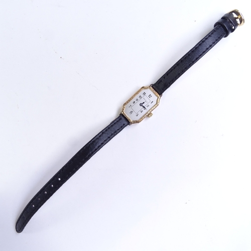 479 - ROLEX - an early 20th century 9ct gold mechanical wristwatch, circa 1924, silvered octagonal dial wi... 