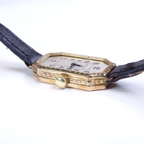 479 - ROLEX - an early 20th century 9ct gold mechanical wristwatch, circa 1924, silvered octagonal dial wi... 