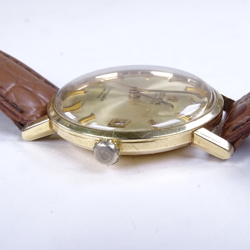 483 - OMEGA - a Vintage 18ct gold Seamaster Deville automatic wristwatch, champagne dial with gilt baton h... 