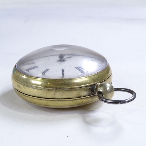 487 - An early 19th century nickel-cased open-face key-wind Verge pocket watch, by Edward Thompson of Lond... 