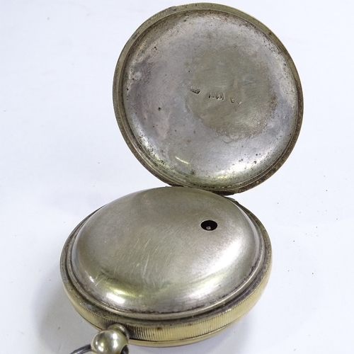 487 - An early 19th century nickel-cased open-face key-wind Verge pocket watch, by Edward Thompson of Lond... 