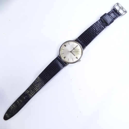 490 - LONGINES - a Vintage stainless steel mechanical wristwatch, silvered dial with baton hour markers, c... 