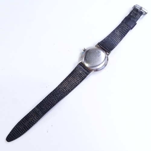 490 - LONGINES - a Vintage stainless steel mechanical wristwatch, silvered dial with baton hour markers, c... 