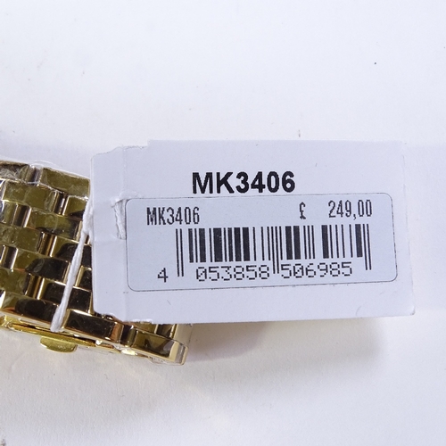 492 - MICHAEL KORS - a gold plated stainless steel Darci quartz wristwatch, ref. MK-3406, dark blue dial w... 