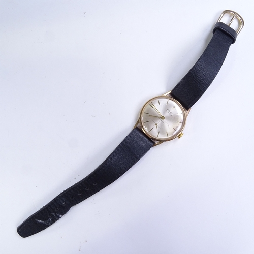 495 - APEX - a Vintage 9ct gold Incabloc mechanical wristwatch, circa 1967, silvered dial with gilt baton ... 