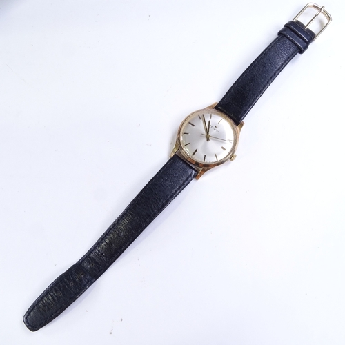 496 - ZENITH - a Vintage 9ct gold mechanical wristwatch, ref. 1627/1, circa 1977, silvered dial with gilt ... 