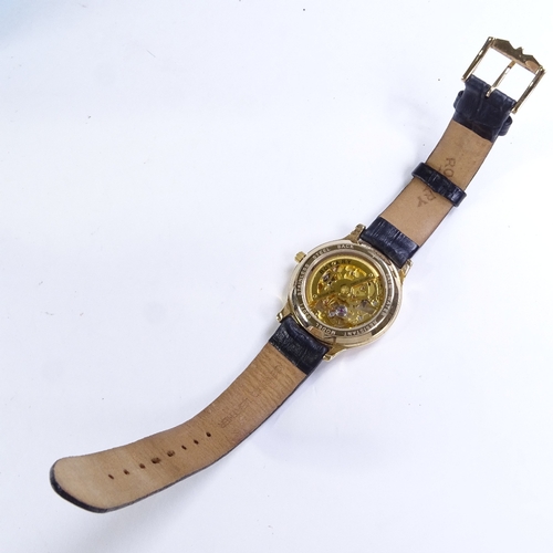 502 - ROTARY - a gold plated stainless steel Mecanique Skeleton automatic wristwatch, ref. 03071, white di... 