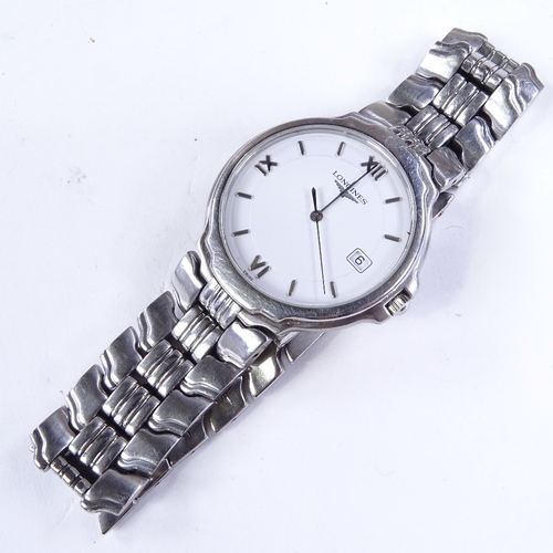 511 - LONGINES - a Vintage stainless steel Flagship quartz wristwatch, ref. L5.646.4, white dial with stee... 