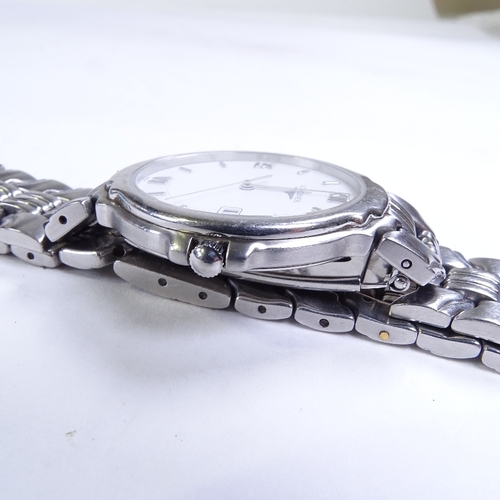 511 - LONGINES - a Vintage stainless steel Flagship quartz wristwatch, ref. L5.646.4, white dial with stee... 