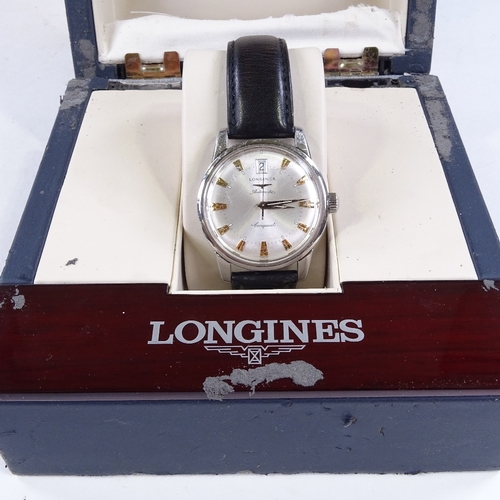 517 - LONGINES - a Vintage stainless steel Conquest automatic wristwatch, ref. L1.611.4, silvered dial wit... 