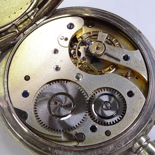 520 - A nickel-cased Goliath timepiece, in leather-fronted travelling case, working order